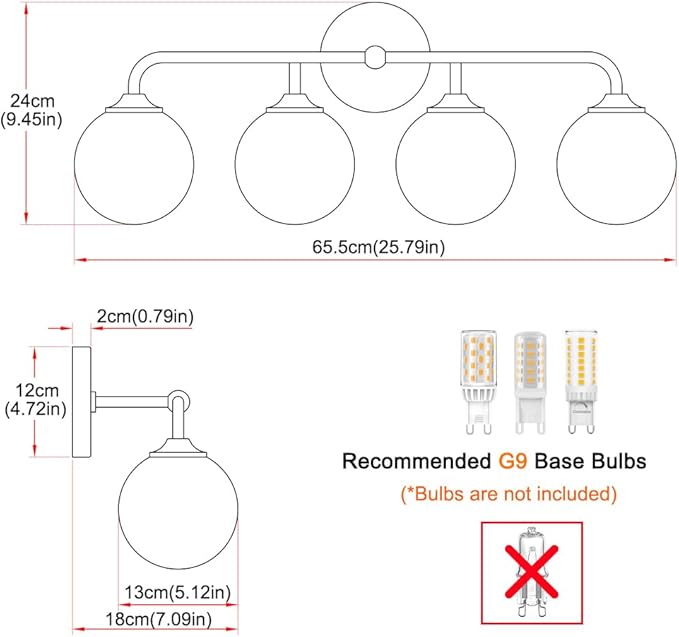 Modern Brushed Brass Bathroom Light Fixtures, Elegant Gold 4-Lights Vanity Light Fixtures, Milky White Globe Glass Shade Vanity Light over Mirror, Wall Sconces for Bathroom Dressing Table Bedroom