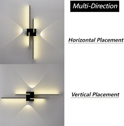 DEYNITE Black Wall Sconces Modern LED Bathroom Vanity Linear Wall Lamp 3000K Warm Light for Living Room Indoor Wall Lighting for Bedroom Living Room Hallway Stairway