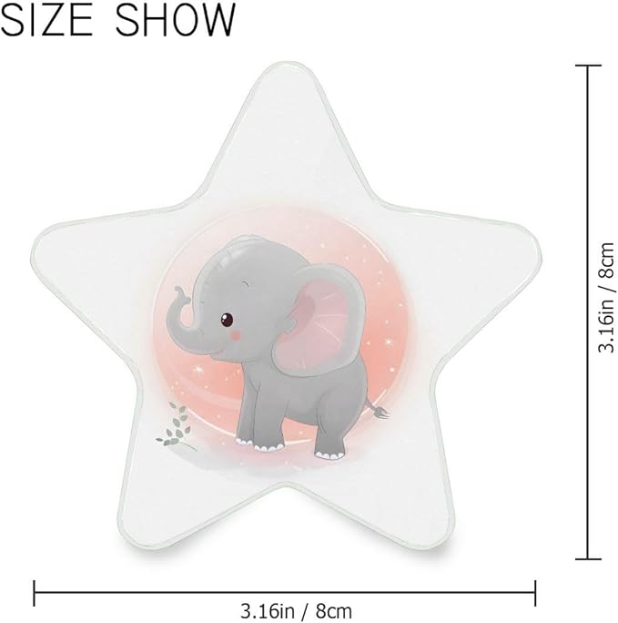 Cute Baby Elephant Plug in LED Night Light Lamp with Dusk to Dawn Sensor for Hallway, Kitchen, Bathroom, Bedroom - Star Shaped Decor