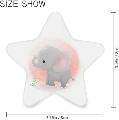 Cute Baby Elephant Plug in LED Night Light Lamp with Dusk to Dawn Sensor for Hallway, Kitchen, Bathroom, Bedroom - Star Shaped Decor