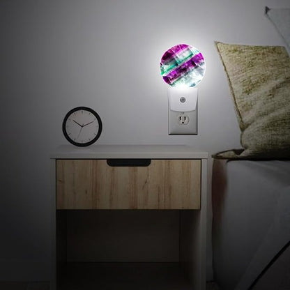 Purple Texture Plug in Night Light Auto Light Round Lamps Energy Saving Gift for Women Men Friends