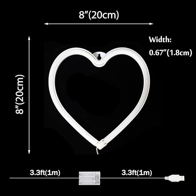 Heart Neon Signs Valentine’s Day Lights, Love LED Signs USB/Battery Operated Night Lights for Home, Wall, Mother’s Day, Wedding, Christmas Decor-Heart(Blue)