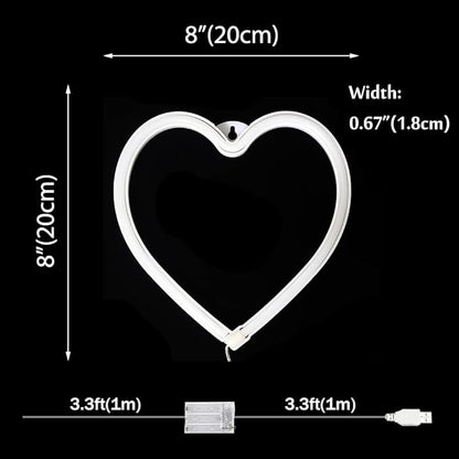Purple Heart Neon Signs for Wall Deacor, LED Heart Lamp Battery Operated/USB Love Neon Lights for Bedroom, Mother's Day, Christmas, Valentine's Day Decorations-Purple