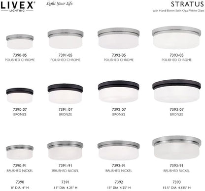 Livex Lighting 7393-05 Isis 3 Light Ceiling Mount or Wall Mount, Chrome