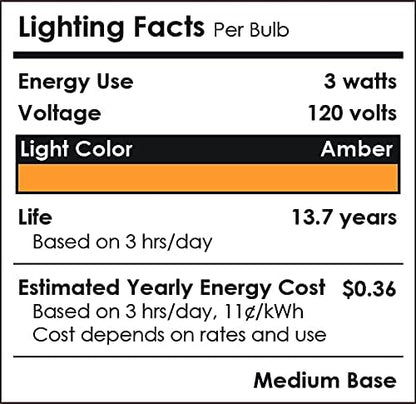 Sunlite 81469 LED PAR20 Colored Recessed Light Bulb, 3 Watt (50w Equivalent), Medium (E26) Base, Floodlight, ETL Listed, Amber, 1 Count (Pack of 2)
