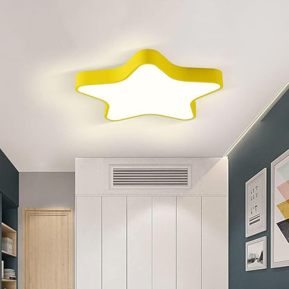 LED Ceiling Light Fixture, Modern Pentagram Recessed Ceiling Lights, 3000K-6000K Dimmable Light, Close to Lighting Flush Mount Living Room Pendant Lamps (Yellow, 20inch)