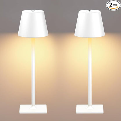 Yogaret White Cordless Table Lamp Set of 2 for Patio Restaurant Home Dinner Kitchen