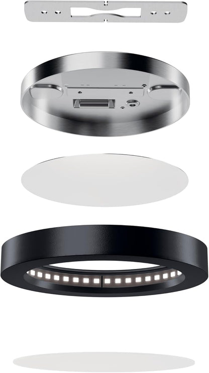 Kichler Ara 5.50" Modern Minimal Round LED Downlight in Black, for Wet Indoor Locations, Supplemental Lighting, Integrated LED, Edge-Lit Technology, 750 Lumens, Dimmable to 10%, 53005BK30