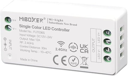 LGIDTECH FUT036S Single Color LED Strip Light Controller,Input DC 12-24V,Output Max 12A