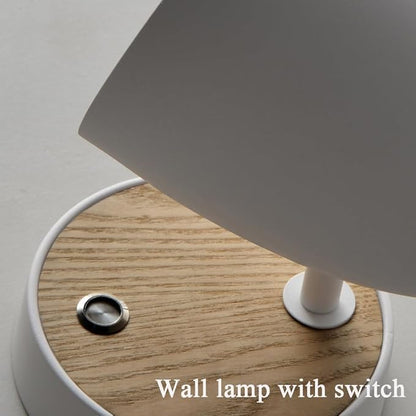 White Wall Lights for Bedroom,Modern Wood Wall Sconces Hardwired with 350°Rotation Metal Shade,E26 Wall Lamp with Switch for Living Room,Nightstand,Dining Room,Hallway,Corner,Stairway,Wall Decor