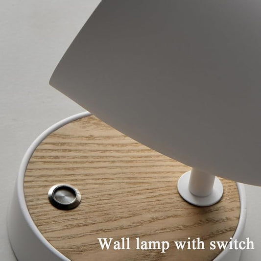 White Wall Lights for Bedroom,Modern Wood Wall Sconces Hardwired with 350°Rotation Metal Shade,E26 Wall Lamp with Switch for Living Room,Nightstand,Dining Room,Hallway,Corner,Stairway,Wall Decor