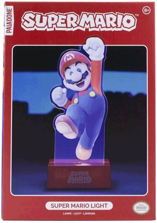 Paladone Super Mario Acrylic Light - Officially Licensed Nintendo, Lamp to Decorate Your Gaming Desk or Night Stand, Bedroom Decor Gamers, Battery Powered