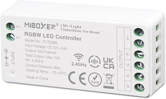 LGIDTECH FUT038S RGBW Color LED Strip Light Controller,Input DC 12-24V,Output Max 12A