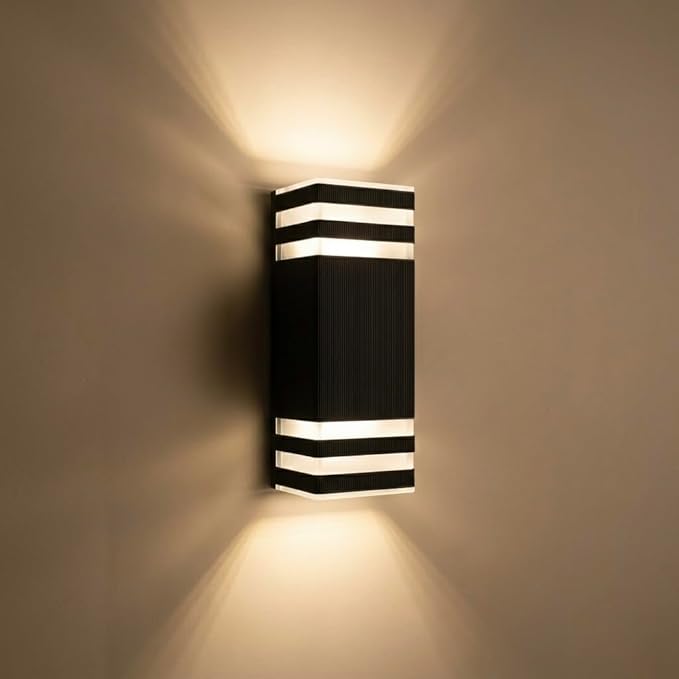 Wired Wall Light Outdoor Waterproof IP65, Super Bright Starburst Pattern 2 x GU10 Sockets Duo Pathway Light, 1 Unit Professional Landscape Lighting for Garden, Yard, Patio, Walkway, Anti-Rust Aluminum