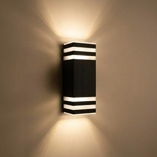 Wired Wall Light Outdoor Waterproof IP65, Super Bright Starburst Pattern 2 x GU10 Sockets Duo Pathway Light, 1 Unit Professional Landscape Lighting for Garden, Yard, Patio, Walkway, Anti-Rust Aluminum