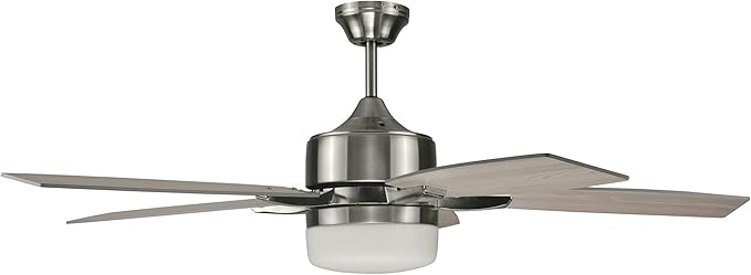Design House 156621-BN Grayson 52-inch Five Blade Contemporary Indoor Ceiling Fan with LED Light Kit and Remote Control, Brushed Nickel