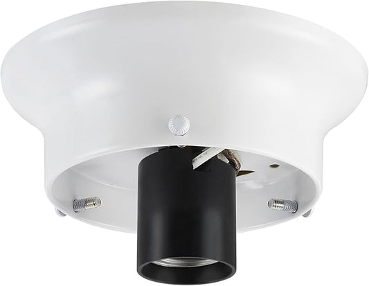 Aspen Creative 22102-03-1, Flush Mount Ceiling Fixture Shade Holder Kit in Matte White Finish 3-5/8" Fitter, 4-3/4" Diameter x 1-3/4" Height