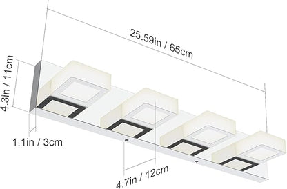Ralbay Chrome Vanity Lights for Bathroom Adjustable Acrylic Chrome Modern LED Bathroom Vanity Lights Over Mirror (Natural White Light)