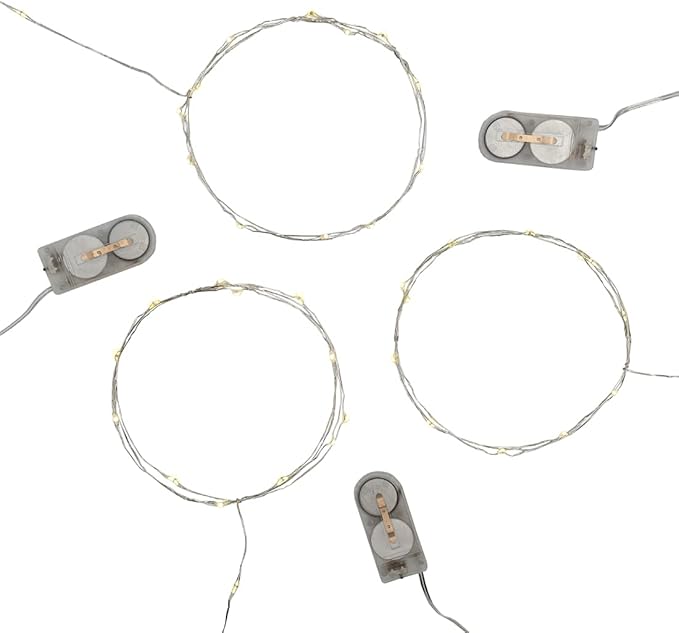 LumaBase Battery Operated LED Fairy String Lights, Soft White - Set of 3