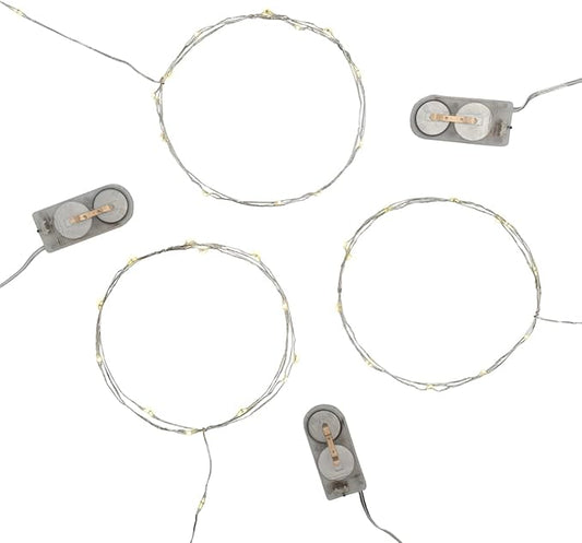 LumaBase Battery Operated LED Fairy String Lights, Soft White - Set of 3