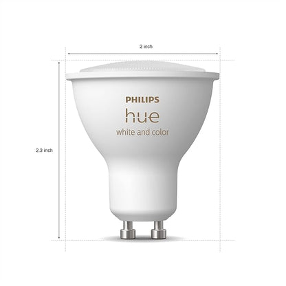 Philips Hue Smart 60W GU10 LED Bulb - White and Color Ambiance Color-Changing Light - 2 Pack - 450LM - Indoor - Control with Hue App - Works with Alexa, Google Assistant and Apple Homekit, 584680