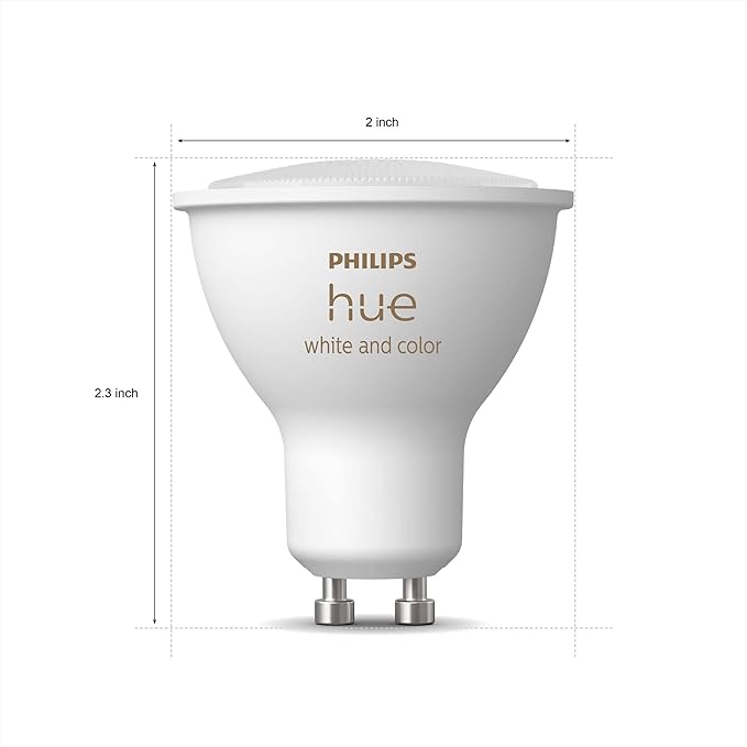 Philips Hue Smart 60W GU10 LED Bulb - White and Color Ambiance Color-Changing Light - 1 Pack - 400LM - Indoor - Control with Hue App - Works with Alexa, Google Assistant and Apple Homekit, 584656