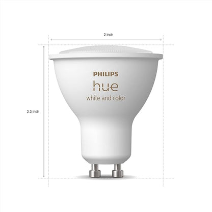 Philips Hue Smart 60W GU10 LED Bulb - White and Color Ambiance Color-Changing Light - 1 Pack - 400LM - Indoor - Control with Hue App - Works with Alexa, Google Assistant and Apple Homekit, 584656