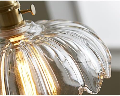 LITFAD Scalloped Glass Flower Ceiling Hanging Light Industrial Single Dining Room Hanging Pendant Light Retro Pendant Lamp for Restaurant Hallway Kitchen Dining Room - 110V-120V Clear
