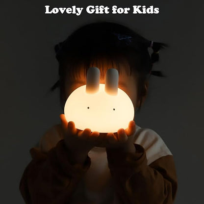 Minimalist Bunny Night Light for Kids, Cute Rabbit Dimmable Nightlight, Tap Control Silicone Bedside Lamp with 15/30min Timer, LED Rechargeable Animal Lamp for Toddler Boys Girls Nursery Decor (Bunny)