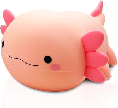 Cute Axolotl Night Light for Kids, Silicone Baby Nursery Night Light, Rechargeable Touch Lamp with Timer & Dimmable Warm Light for Bedroom Decor, Cute Animal Lamp