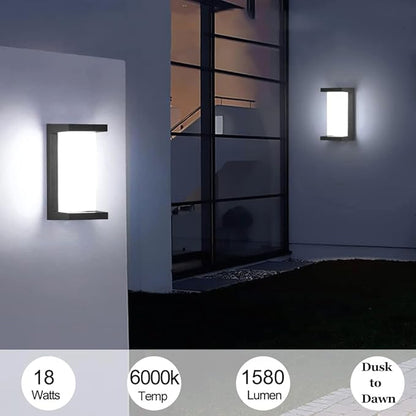 Sytmhoe Dusk to Dawn Outdoor Wall Lights, Modern LED Exterior Light Fixture,6000k Black Outdoor Wall Sconce,Ouside Light for House Porch Patio Garage Walkway Backyard Garden
