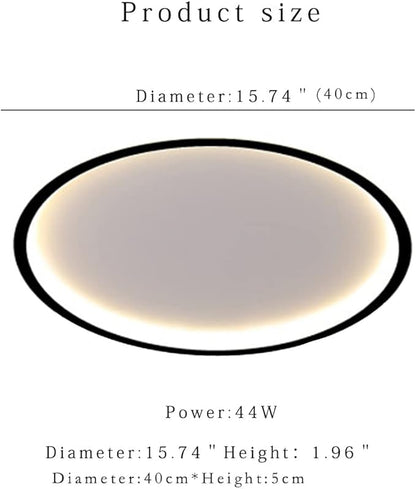 Dimmable LED Ceiling Light Fixture Flush Mount,16 inch Modern Round Recessed Ceiling Lamp with APP Adjustment,Black 44W Close to Ceiling Lighting Living Room Bedroom,3000K-6000K