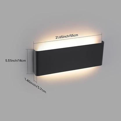 Mille Luckiole 21.65Inch Bathroom Vanity Mirror Light,5-in-1 CCT 3000K/3500K4000K/5000K/6500K Selectable Hallway LED Wall Light,Modern LED Sconce Wall for Stairwell,Bedroom,24W Black 1 Pack