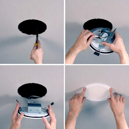 HALO 4 in Round Integrated LED Surface Mount Recessed Downlight Trim, 5000K, Wet Rated for Shower and Outdoor Lighting Applications, Energy Star, White Finish - SMD4R6950WHDM