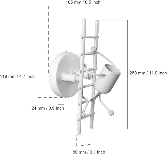Kawell Creative Humanoid Wall Light Fixtures Indoor Wall Lamp Modern Wall Sconce Light Fixtures Art Deco for Children Room Bedroom Living Room Kitchen Stairs Hallway Restaurant Cafe Bar, White