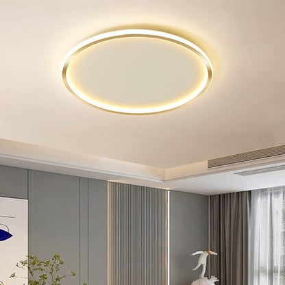 Dimmable LED Ceiling Light Fixture Flush Mount,16 inch Modern Round Recessed Ceiling Lamp ,Gold 44W Close to Ceiling Indoor Lighting For Home Living Room Bedroom,3000K-6000K with APP Adjustment