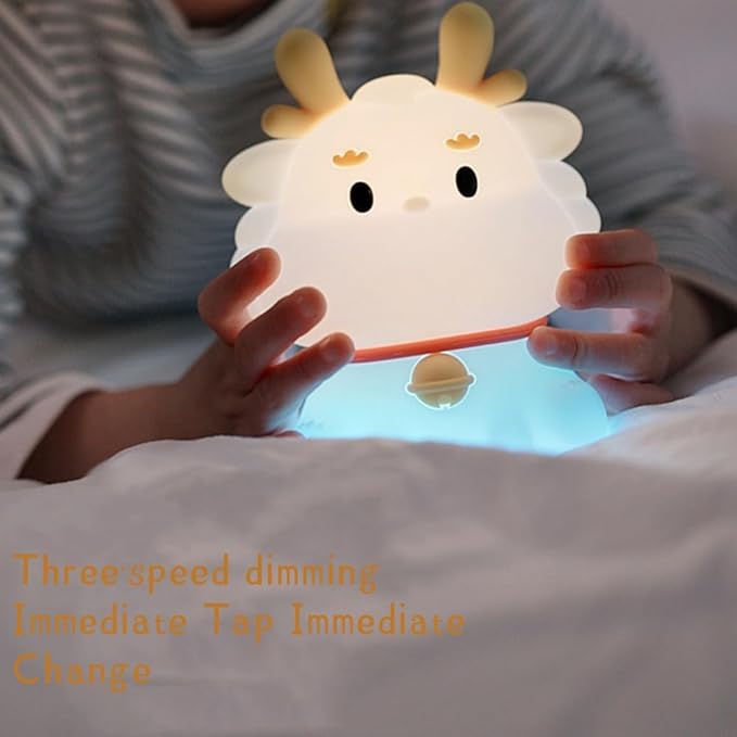 Little Dragon Kids Night Light, Cute Animal Soft Silicone LED Color Changing Lamp，Rechargeable Nursery Bedside Bedroom Table Decor, Best Birthday Christmas Gift for Kid Girl Boy