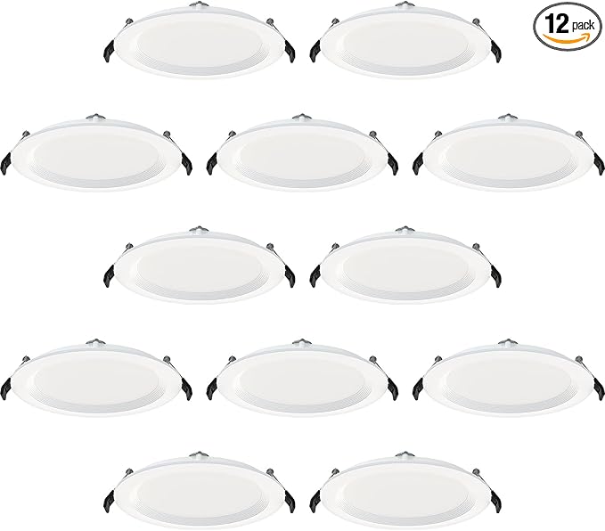 RAB Lighting WFRL-Field-Adjustable Edge-Lit LED Downlight-Canless Wafer Design-Black/White Trim-5CCT Selectable 2700K-5000K-90 CRI-Wet Rated/Dimmable for Modern Ceilings (WFR34-6B/BP - 12 Pack)