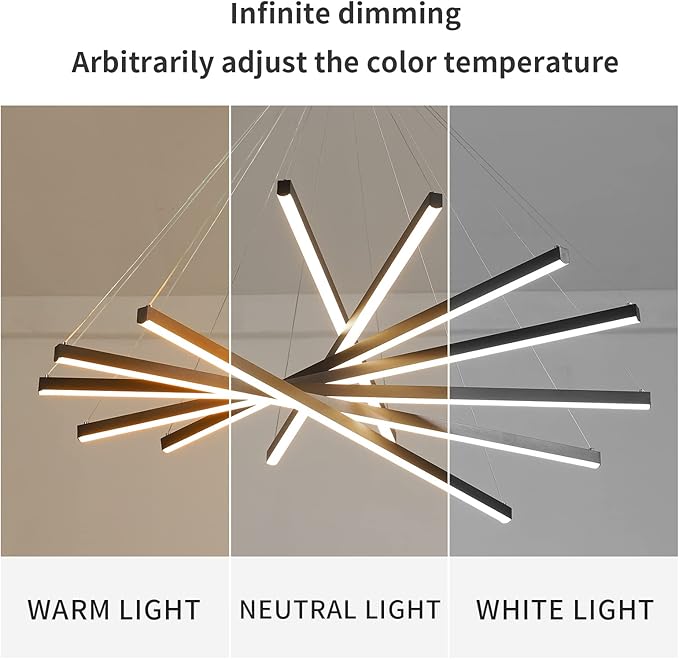 JAYMP Modern LED Chandeliers Dimmable Pendant Light Fixture for High Ceiling Living Room Dining Room Staircase Restaurant Sputnik Floating Sculptural Art Hanging Lamp (Black, 7-Lights Small)