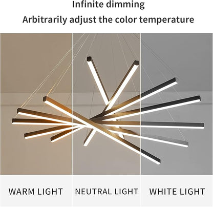 JAYMP Modern LED Chandeliers Dimmable Pendant Light Fixture for High Ceiling Living Room Dining Room Staircase Restaurant Sputnik Floating Sculptural Art Hanging Lamp (Black, 7-Lights Small)