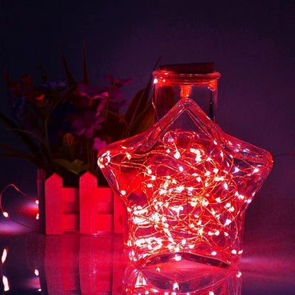 VOOKRY 8 Pack 30 LED Fairy Lights Battery Operated String Lights - 10 ft Red Mini Silver Wire Firefly Starry Moon Lights Waterproof for DIY Crafts Wedding Party Table Centerpieces Bedroom Christmas