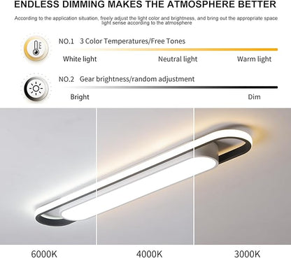Dimmable LED Ceiling Light Modern Linear LED Ceiling Lamp 36.2" Smart Semi Flush Mount Wraparound Shape Lighting Fixture with Remote Control for Kitchen Dining Room & Laundry (50W)