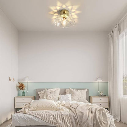 Bubble Ball Semi Flush Mount Ceiling Light Fixture, 24" Bubble Chandelier, Modern Hand Blown Glass Chandelier for Bedroom, Living Room, Dining Room (XD01)