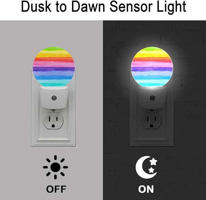 Rainbow Stripes LGBT Night Light Plug-in Sleep Lamp Led Dusk to Dawn Night Light for Bedroom