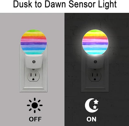 Rainbow Stripes LGBT Night Light Plug-in Sleep Lamp Led Dusk to Dawn Night Light for Bedroom