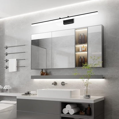 Aipsun 48inch Black Bathroom Llight Fixtures LED Vanity Light Adjustable Modern Vanity Lights Over Mirror Rotatable Lighting 5500K