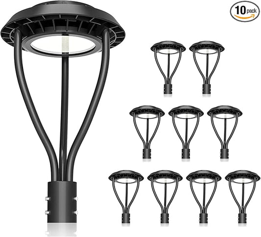 KUKUPPO 10Pack 80W LED Post Top Light 80W/64W/48W Wattage Selectable ETL Listed 11200Lm LED Post Pole Top Light Dusk to Dawn IP65 Waterproof for Outdoor Commercial Pole Light Fixture AC100-277V