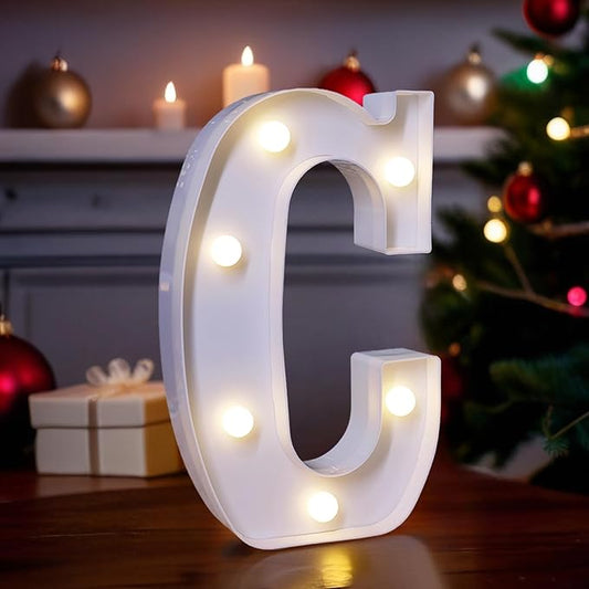 LED Light Up Marquee Letters, Battery Powered Decorative LED Letter Lights, Alphabet Light Up Letters for Wedding Birthday Party,Holiday Lamp or Home Bar Decoration (Letter C)