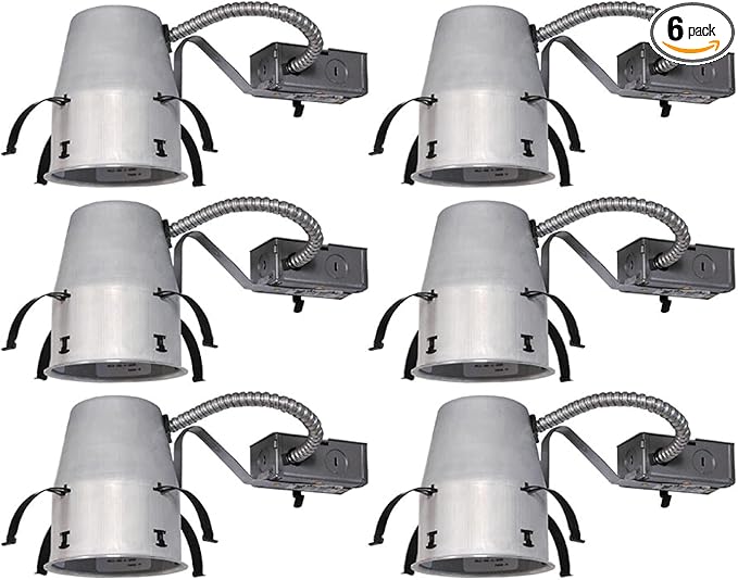 Juno 4" Quick Connect Housing for LED Recessed Lights for Remodel Projects, IC Rated, Air-Loc Sealed LED Recessed Light Housing, Includes Prewired Junction Box for Ceiling Lighting, 6-Pack