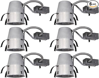 Juno 4" Quick Connect Housing for LED Recessed Lights for Remodel Projects, IC Rated, Air-Loc Sealed LED Recessed Light Housing, Includes Prewired Junction Box for Ceiling Lighting, 6-Pack